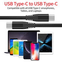 Câble de charge USB C en nylon tressé type C vers type C, PD 60W, durable, charge rapide, câble de données USB C pour iPhone 15