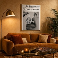 Impression sur toile de journal vintage encadrée or mat, collection Luxury Retreat, en gros, « No Panic Just Disco » pour la décoration des fêtes
