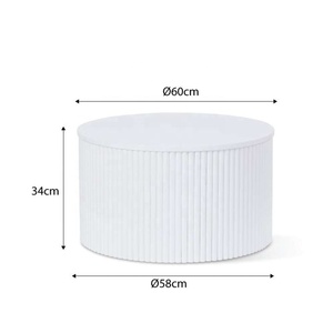 Hiện đại Bắc Âu Trắng rãnh gỗ tròn Bàn cà phê cho phòng khách - Product Image 6