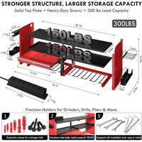 Organisateur d'outils électriques robuste, support pour 8 perceuses, support pour meuleuse, support pour marteau, cadre métallique, support universel pour outils électriques de garage