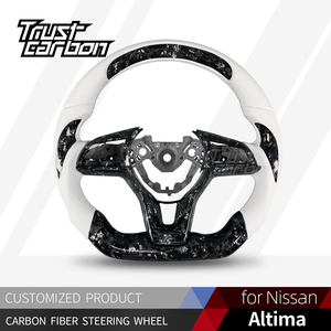 Volant en fibre de carbone forgée argentée personnalisé pour <span class=keywords><strong>Nissan</strong></span> Altima Teana 2018-2026 Qashqai Kicks NP300 Navara <span class=keywords><strong>Juke</strong></span> Rogue Sunny - Product Image 2