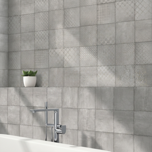 Azulejo Cerámico Malta Bianco Mate 200x200mm, Colección Miami, Patrón de Rejilla Marroquí, Diseño Aleatorio 15, Plateado para Pared y Suelo - Product Image 1