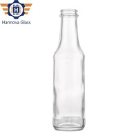 Bouteille de boisson en verre transparent à long col de 175ml avec logo personnalisé pour jus de soda à la Sauce piquante et kombucha avec capuchon en forme de couronne