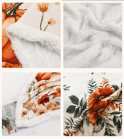 Couverture Sherpa pour Halloween Couverture Plaid pour Feuilles de Citrouille Taille Personnalisée pour Thanksgiving Décoration de Maison Couverture de Lit en Flanelle de Luxe