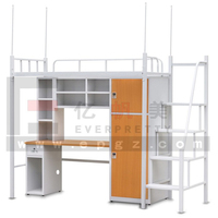 Lit superposé double en métal robuste et moderne pour dortoir scolaire avec bureau intégré pour chambre à coucher