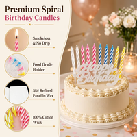 Lilin Topper Diameter 7.8MM Kualitas Unggul Buatan Tangan dari Lilin Parafin Ramah Lingkungan Tidak Beracun untuk Ulang Tahun, Tahun Baru, Pernikahan, Wisuda
