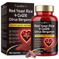 Acentiallabs Capsules de Riz Rouge Fermenté CoQ10 Citrus Bergamote 7 en 1 Soutien Antioxydant pour la Santé Cardiaque 180 Capsules