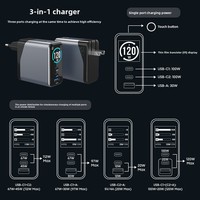 Chargeur portable 120W Gan USB-C à charge rapide PD3.0 et adaptateur de charge rapide 120W Gan PD USB-C OEM pour téléphone