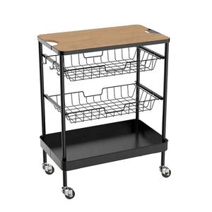 Carro de servicio de Isla de cocina de nueva moda, mesa de madera de utilidad, carro de almacenamiento rodante de 4 niveles con cesta de cajones - Product Image 5