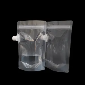 Manufacturers Suppliers Liquid Drink Water Pouch With Spout With Zipper Transparent Stand Up Plastic Packaging