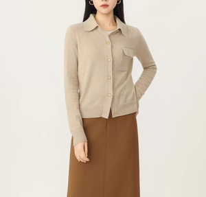 Nhà Máy Bán buôn <span class=keywords><strong>New</strong></span> Arrival Polo cổ áo dài tay áo Cashmere Cardigan đan cardigan Áo len - Product Image 1