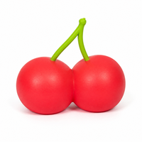 Lot de 6 balles anti-stress en mousse souple en forme de cerise, rouge vif, tige flexible, rebond lent, décoration de bureau, cadeau de bureau