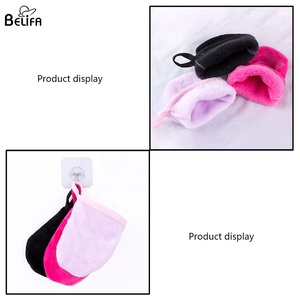 Gants nettoyants Belifa pour le démaquillage produit de nettoyage du visage en microfibre réutilisable gants démaquillants en flanelle noire - Product Image 4