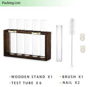 Support mural en bois pour plantes suspendues, station <span class=keywords><strong>de</strong></span> propagation en verre, vase en tube à essai, <span class=keywords><strong>pot</strong></span> <span class=keywords><strong>de</strong></span> fleurs écologique pour jardin - Product Image 4