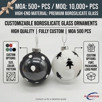 Hochwertige Borosilikatglas-Kugeln mit Mattem Weihnachtsmann-Gürtel und Rentier-Druck, Festliche Baumdekoration, Großhandel 4 Stück Weihnachtsgeschenkbox