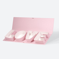 Blumenverpackungsbox mit Fenster Transparente Sichtbare Englische Schrift Premium Geschenkbox LOVE Dessertbox Recyceltes Papier Buchstabenförmig