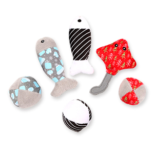 Lot de jouets boule de poisson, trois motifs, noir <span class=keywords><strong>bleu</strong></span> rouge, en peluche, chat, vente en gros - Product Image 3