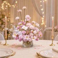 Arrangement de fleurs artificielles en soie, lys et roses roses, centre de table et de sol moderne de haute qualité, décoration pour mariage, fête et événements