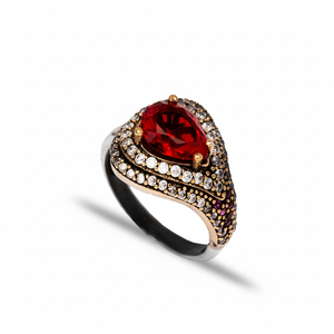 Pear Ottoman Drop Garnet <b>CZ</b> Wholesale Authentic Silver <b>Ring</b> Fine Jewelry Ottoman Style Dainty Popular Ethnic Jewellery - Product Image 2