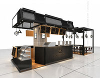 Kiosque à café en bois moderne, personnalisable et écologique, avec éclairage LED, idéal pour les salons de thé et les centres commerciaux