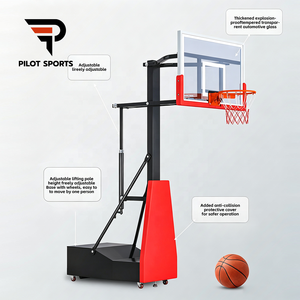 PILOTSPORTS Panier de <span class=keywords><strong>basket</strong></span> portable réglable en hauteur, support robuste pour adultes, entraînement et compétition - Product Image 4