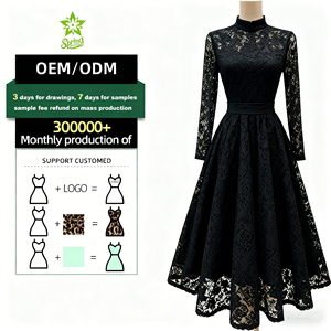 कस्टम महिलाओं के कपड़े ठोस पैटर्न लंबी आस्तीन फीता अधिकतम स्लिम कमर के साथ - Product Image 1