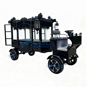 Chariot funéraire électrique noir à quatre roues 2026 avec couvercle en verre - Chariot électrique classique de type chariot tiré par des chevaux à vendre - Product Image 1