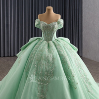 Vert menthe chérie Quinceanera robe paillettes appliques corset dos à volants robe de bal Rsm251116