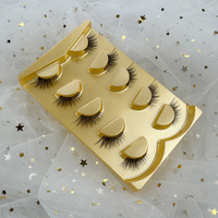 5 paires de faux cils en demi-bande effet œil de renard, cils frisés en forme d'aile inclinée, bande transparente douce et invisible, cils réutilisables