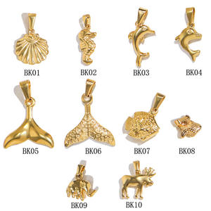 Joyería chapada en oro, colgante de acero inoxidable resistente al agua, caballito de mar, cola de sirena, Concha, dijes de alta calidad para la fabricación de pendientes - Product Image 2