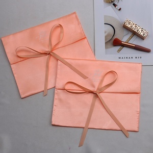 Luxury Super Soft Pink Satin Pouch Custom High Quality Satin Drawstring <b>Bag</b> Silk Packaging <b>Dust</b> <b>Bag</b> Pouch - Product Image 4
