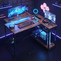 Table de jeu en bois en forme de L avec éclairage RGB, design pour les amateurs de jeux, pour la maison, le bureau, la chambre