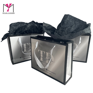 TD HAIR GO Luxury Paper Bags Set with <b>Drawstring</b> <b>Pouches</b> and Ribbon Handles Silver Foil Stamping Fashion Accessories - Product Image 4