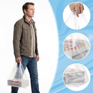 Sacs en plastique transparents pour t-shirts, 3,15 mil, haute résistance, qualité alimentaire, avec poignées, pour courses, pizzas et plats à emporter - Product Image 3