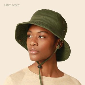 Classic Cotton Wide Brim <b>Bucket</b> <b>Hat</b> Adjustable <b>String</b> Unisex Sun <b>Hat</b> Outdoor Travel Boonie - Product Image 4