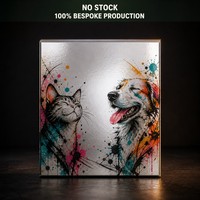Boîte d'expédition en carton argenté pour écouteurs, impression personnalisée multicolore chat et chien, pelliculage brillant
