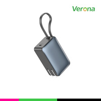 5000mAh 2-in-1 Powerbank Faltbarer AC-Stecker Eingebautes Kabel 2 Typ-C Ausgänge 22,5W Schnellladung Tragbar für Reisen