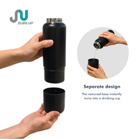 Bouteille d'eau isotherme en acier inoxydable de 500 ml avec fond amovible, sangle bandoulière, isolation thermique 12-24 heures, sans BPA