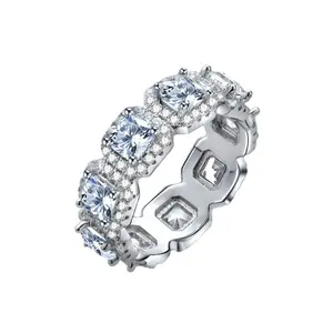 卸売高級スクエアAAAACz婚約指輪女性用925スターリングシルバー結婚指輪ジュエリーブライダルセット