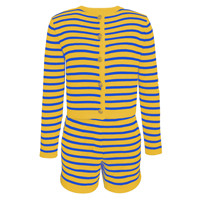 Fabricant de pulls Pull à col rond classique pour femmes Costumes pulls décontractés Cardigan en coton à rayures Ensembles de shorts