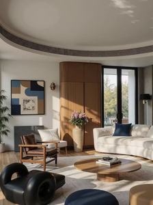 Service de design d'intérieur moderne en bois naturel, matériaux de construction tout-en-un, rendu 3D, décoration intérieure - Product Image 3