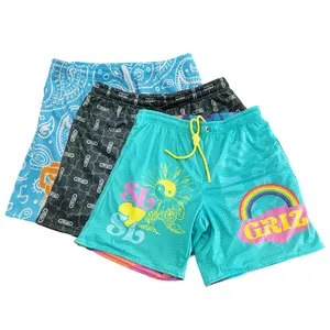 All'ingrosso basket Bermuda Masculina Shorts uomo Summer Graphic All Over Print Mesh Short Pant Streetwear