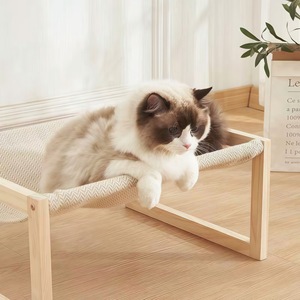 Pet Camping <b>Bed</b> Rectangular Wooden Cat <b>Bed</b> Breathable Washable Floor Style All Season Minimalist Design - Product Image 3