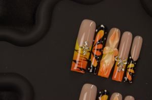 Handgemaakte Abs Draagbare Nail Art Cross Press-On Nagels Modieuze Franse Stijl Met Vlinder Ontwerp Voor Vingers - Product Image 2