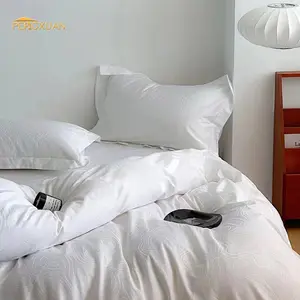 Wholesale luxury custom 5 star 100% cotton plain percale white hotel bed linen bed sheet