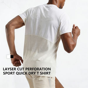 Magliette sportive a rapida asciugatura con perforazione tagliata al laser, in nylon elasticizzato, da uomo - Product Image 1
