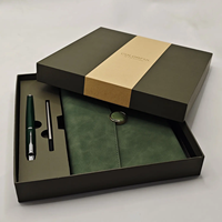 Boîte en carton verte de luxe et sac en papier boîte de journal personnalisée en cuir Pu coffrets de cadeaux A5 carnet d'agenda avec stylo
