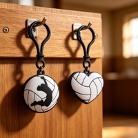 Porte-clés mousqueton en caoutchouc à thème volleyball pour enfants, motif dessin animé mignon, personnalisable, léger, promotionnel, étanche et anti-UV