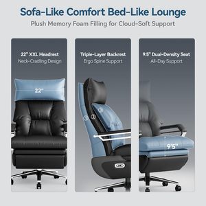 Chaise de <span class=keywords><strong>bureau</strong></span> électrique à double moteur avec repose-pieds, siège <span class=keywords><strong>large</strong></span>, ergonomique, en cuir, cadre en aluminium, pour la maison/le <span class=keywords><strong>bureau</strong></span>, noire - Product Image 5