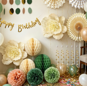 Set de Decoración para Bebé con Pancarta Unisex 'Oh Baby', Farolillos de Papel, Globos de Confeti <span class=keywords><strong>Verde</strong></span> Salvia y Dorado para Bautizo, Cumpleaños y Fondo de Decoración - Product Image 6